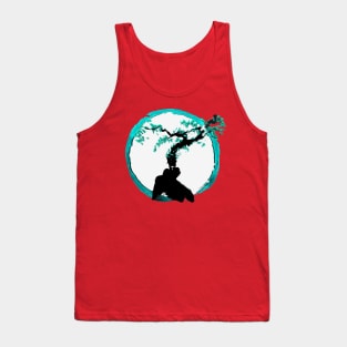 ocean teal tree of life on a enso circle - Sumi inspired Bonsai tree Tank Top